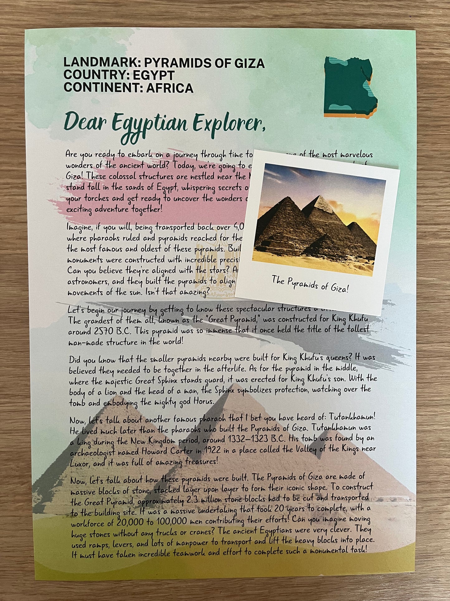 Pyramids of Giza Letter